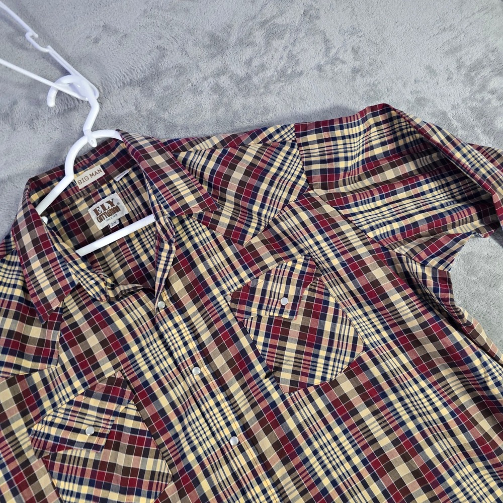 Ely Cattleman Western Shirt Plaid Big Man 2X Long Sleeve Cowboy